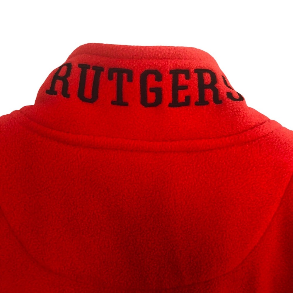 Rutgers Red Fleece Zip Jacket Spellout Scarlet Knights Big East Confernc Mens XL